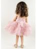 Mauve Leaf Embroidery Tulle Flower Girl Dress